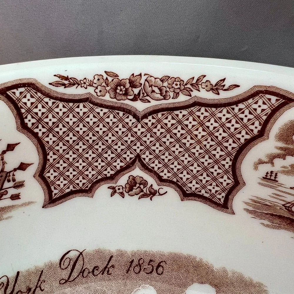 Alfred Meakin Fair Winds Bowl 10in Brown Excellent Historical Maritime